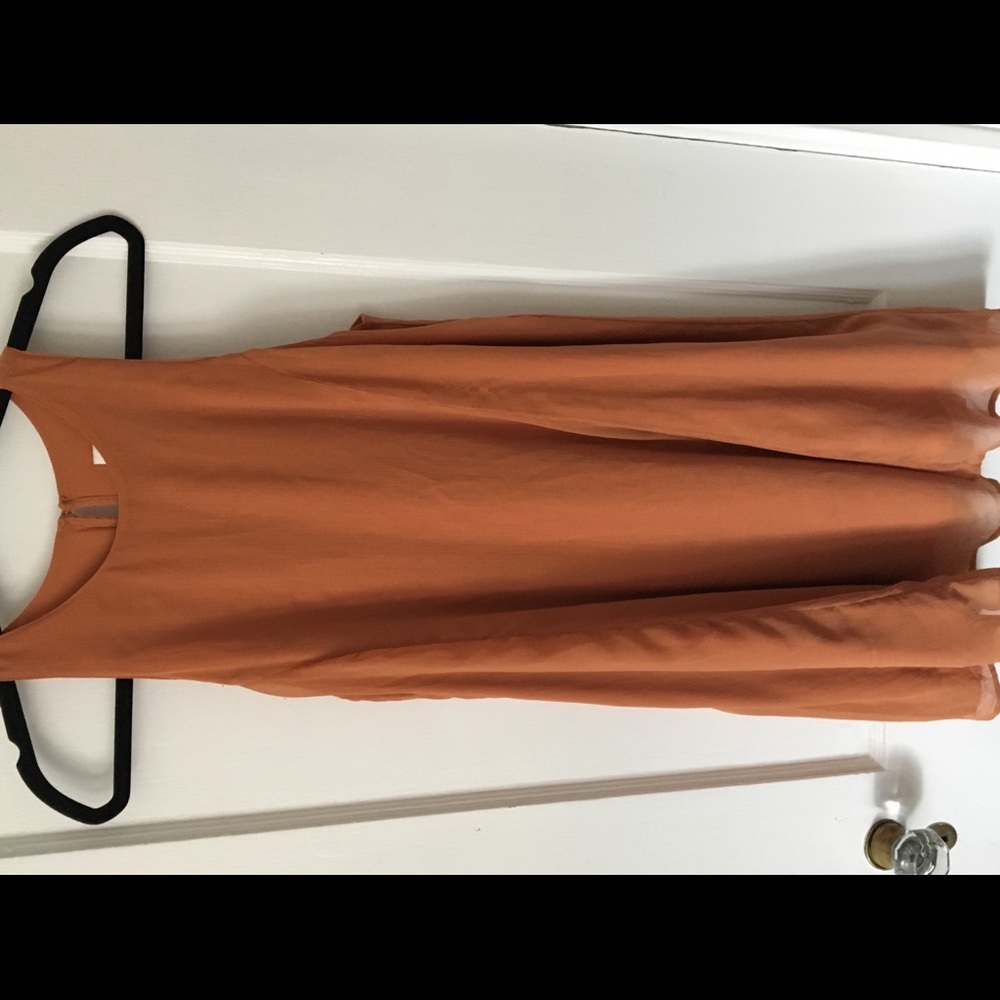 Orange chiffon shift dress Size M